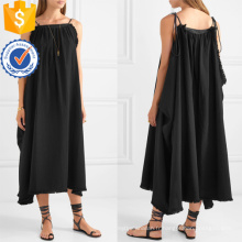 Lâche Fit Noir Coton Spaghetti Strap Maxi Robe D'été Fabrication En Gros Mode Femmes Vêtements (TA0331D)